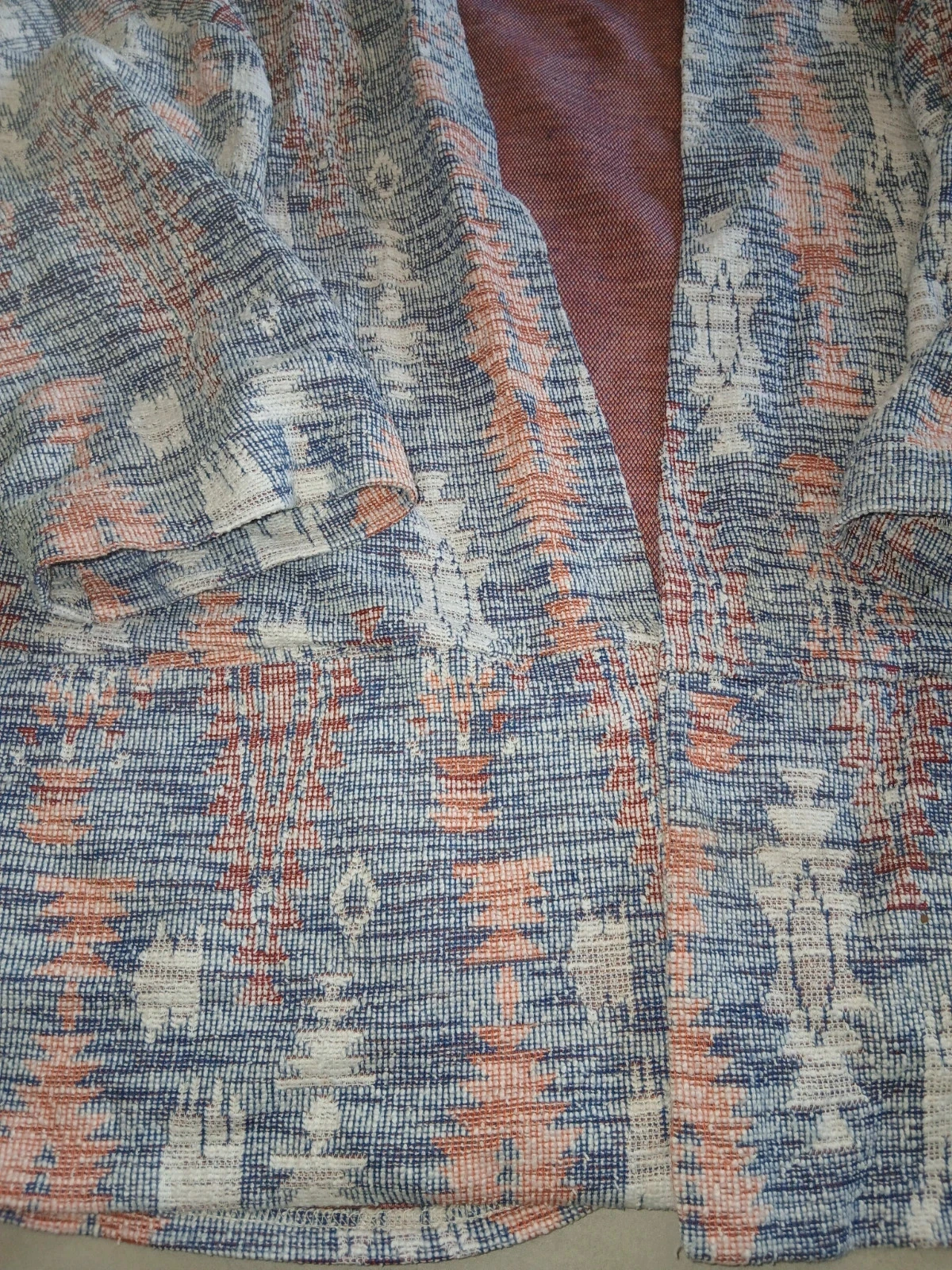 Chaqueta kimono Camaïeu – Estampado étnico azul/coral – Talla L – photo 2